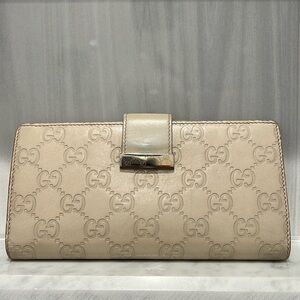 GUCCI Monogram Leather Wallet in Off White